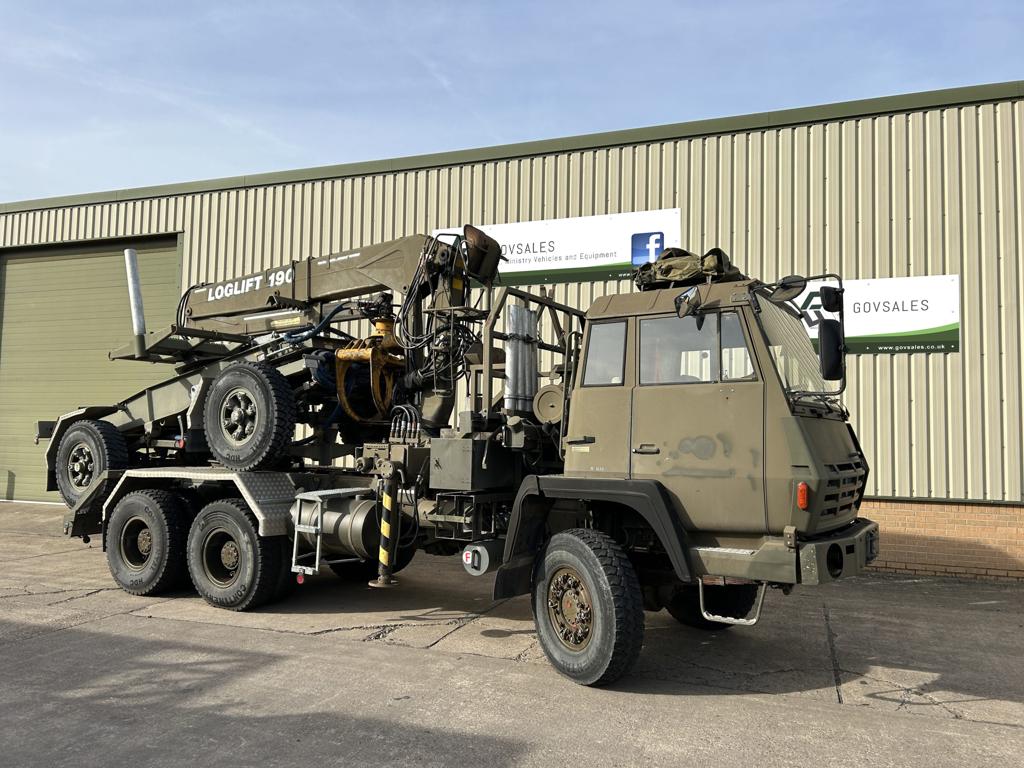 Steyr 1491.310 6×6 Timber Loglift Cargo / Crane Truck - Govsales of ex military vehicles for sale, mod surplus